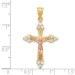 10k Two-tone CZ Crucifix Pendant - Image 3