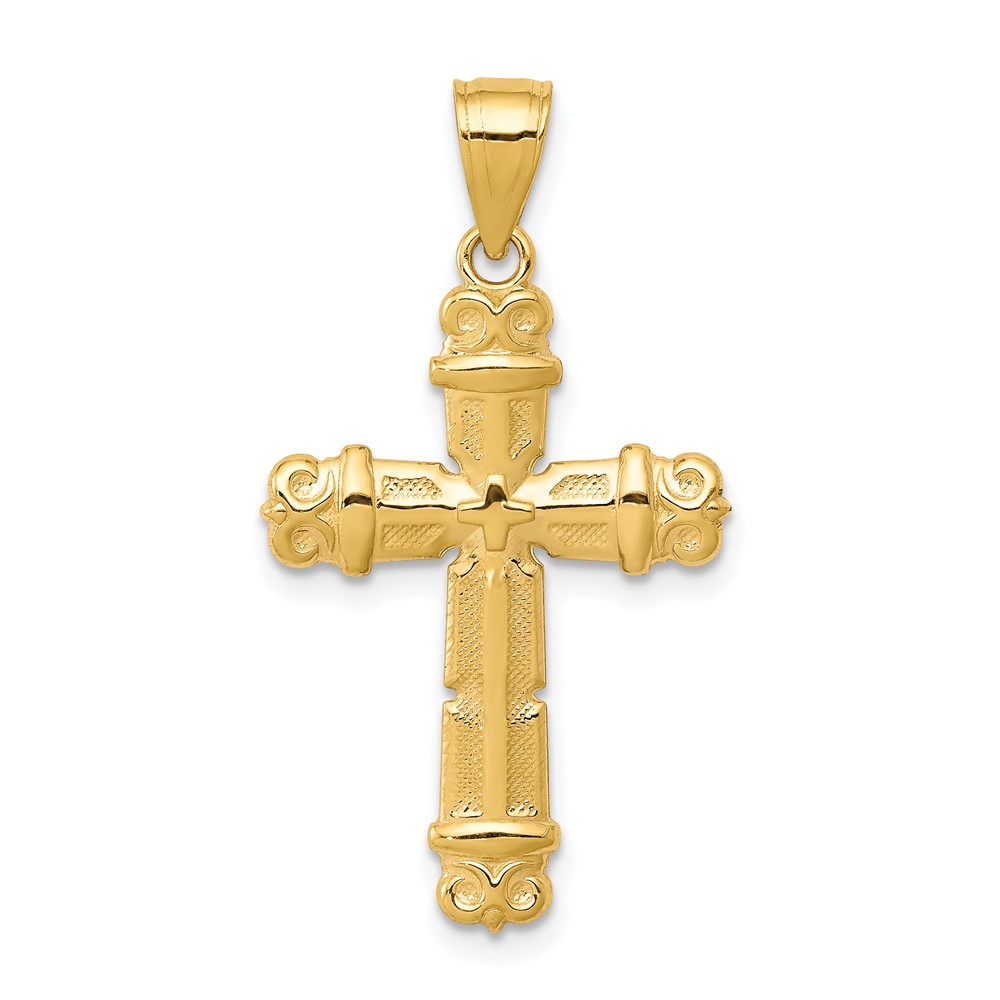 10C1118.jpg 10k Fleur de Lis Cross Pendant - Image 1