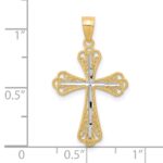 10K w/ Rhodium Diamond-Cut Cross Pendant - Image 3