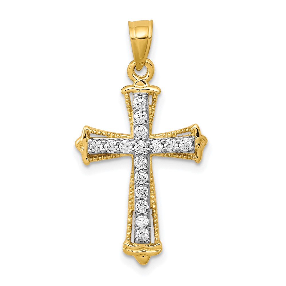 10C1141.jpg 10k CZ Cross Pendant - Image 1