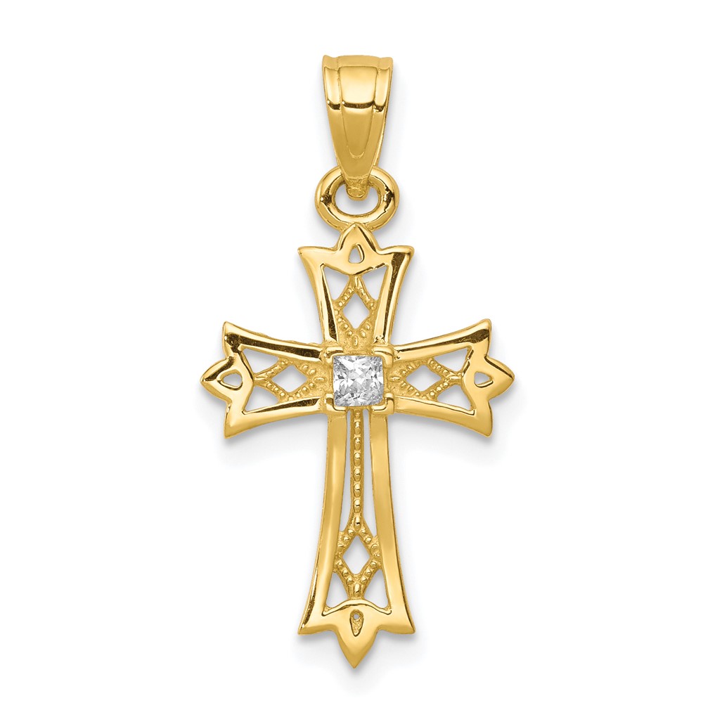 10C1318.jpg 10k CZ Cross Pendant - Image 1