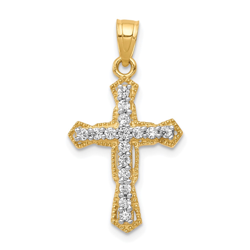 10C1319.jpg 10k CZ Cross Pendant - Image 1