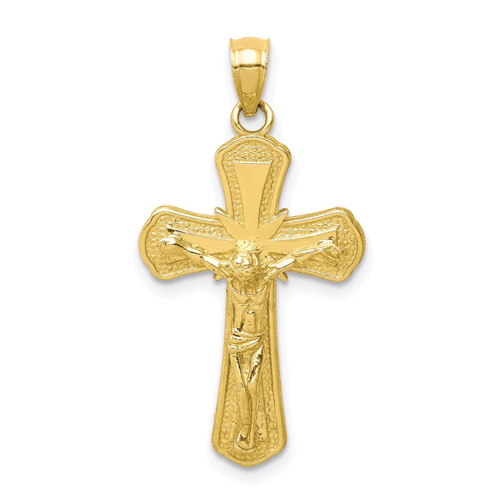 10C1373.jpg 10K Polished Textured Crucifix Pendant - Image 1