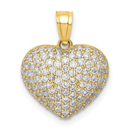 10K CZ Micro Pave Heart Pendant