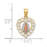 10K Two-Tone W/White Rhodium CZ Guadalupe Heart Pendant - Image 4