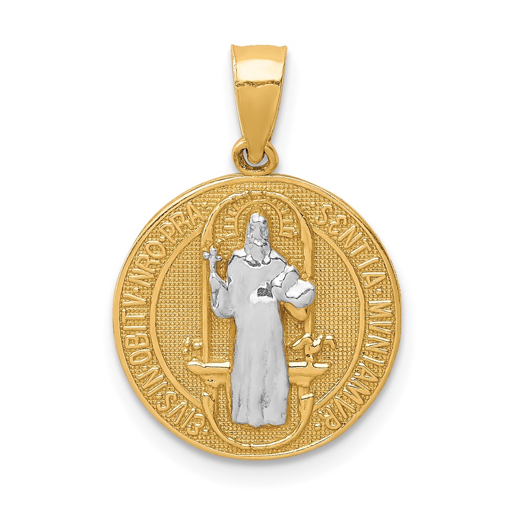 10C1451.jpg 10K W/Rhodium San Benito Medal Pendant - Image 1