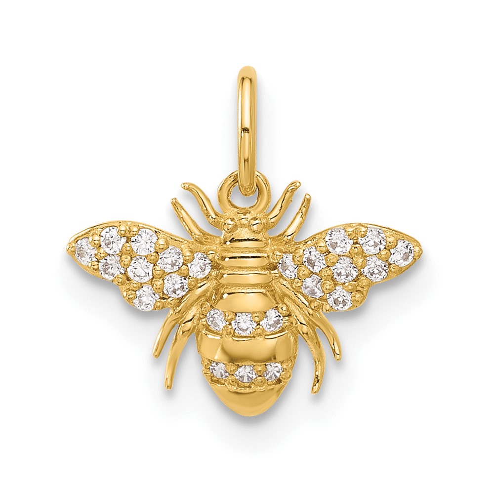 10C1492.jpg 10K Polished Clear CZ Bee Charm - Image 1