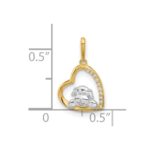 10K and White Rhodium CZ Dog In Heart Charm - Image 4
