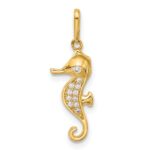 10K Polished CZ Seahorse Charm