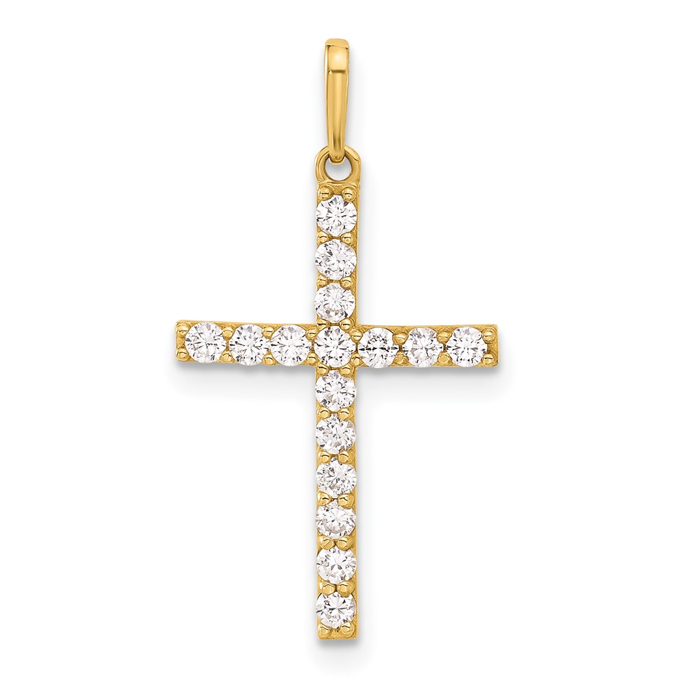 10C1499.jpg 10K Polished CZ Latin Cross Charm - Image 1