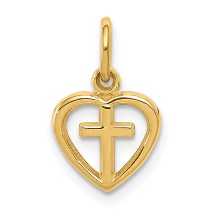 10k Cross in Heart Charm