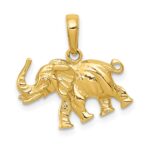 10K Satin 3-D Elephant Pendant