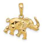 10K Satin 3-D Elephant Pendant - Image 3