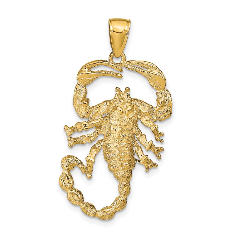 10C2384.jpg 10k Solid Polished Open-Backed Scorpion Pendant - Image 1