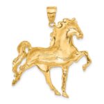 10k Solid Polished Open-Backed Horse Pendant - Image 4