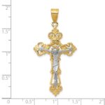 10k Two-tone INRI Fleur De Lis Crucifix Pendant - Image 3