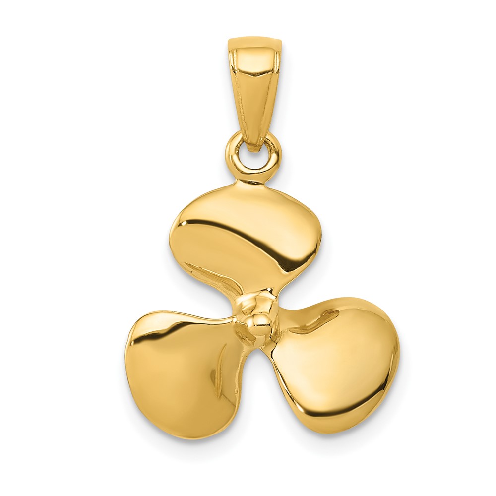 10C2480.jpg 10K Polished 3-D Propeller Pendant - Image 1