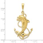 10k Solid Polished Anchor with Dolphin Pendant - Image 3