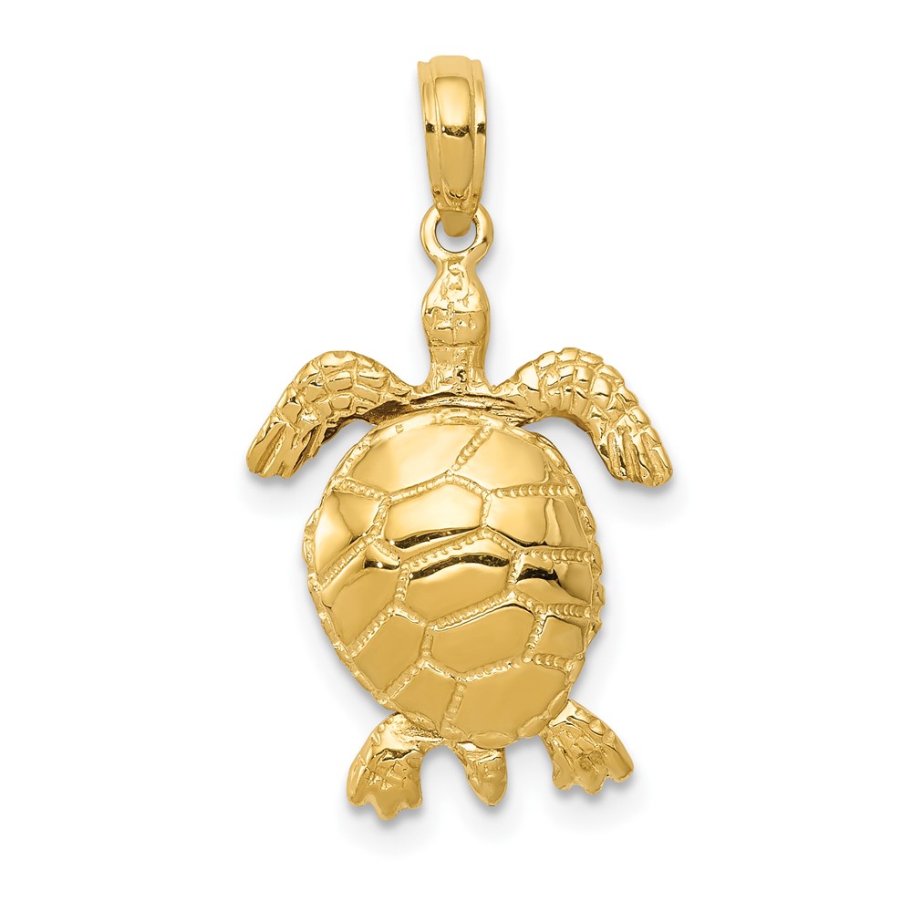 10C2545.jpg 10k 3-D Moveable Turtle Pendant - Image 1