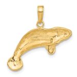 10K Solid Polished Manatee Pendant - Image 3