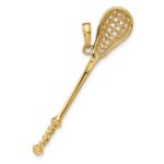 10K Solid Polished 3-D Lacrosse Stick Pendant - Image 4