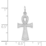 10k White Gold Solid Flat-Backed Ankh/Egyptian Cross Pendant - Image 2