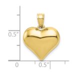 10K Polished 3-D Heart Pendant - Image 3