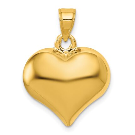 10K Polished 3-D Heart Pendant