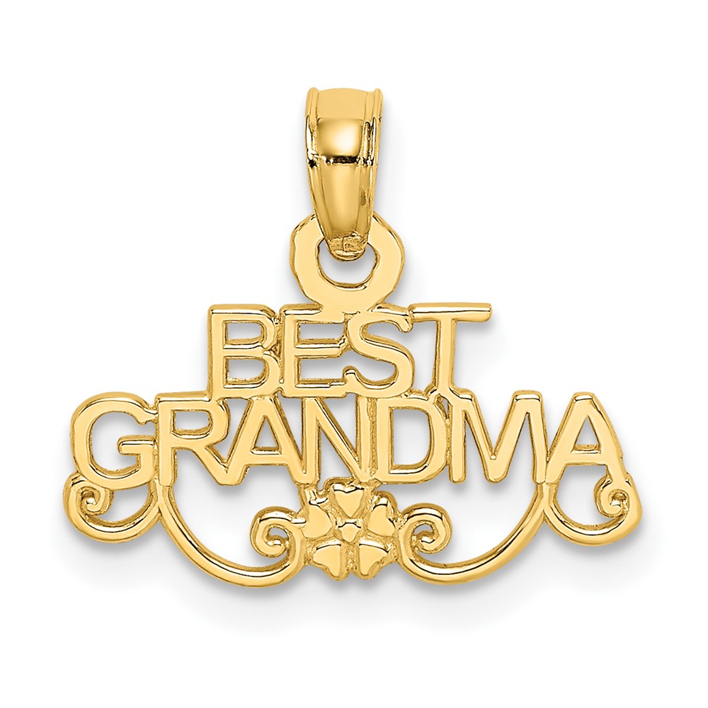 10C3006.jpg 10K BEST GRANDMA With Flower Pendant - Image 1