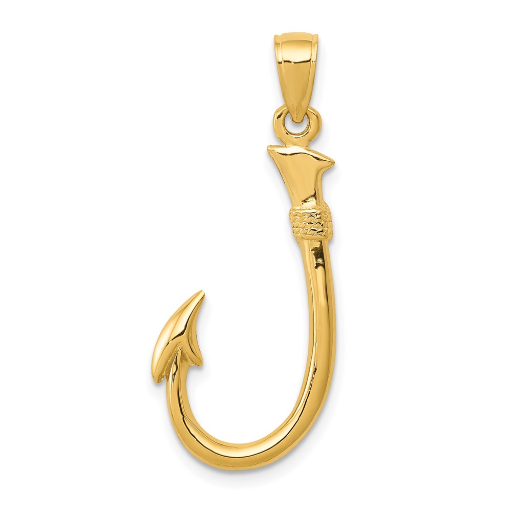10C3349.jpg 10K 3D Fish Hook Pendant - Image 1