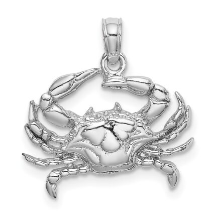 10K White Gold 2-D Blue Crab Charm