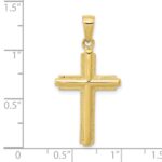 10K Cross with Striped Border Pendant - Image 3