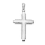 10K White Gold Solid Cross Pendant