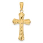 10K Diamond-cut Beveled Edges Cross Pendant
