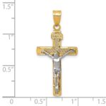 10K Two-tone D/C Medium Block Lattice Cross w/Crucifix Pendant - Image 3