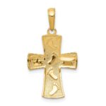 10K w/ Rhodium Cross W/Footprints Pendant - Image 4