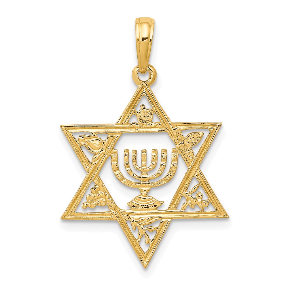 10C4452.jpg 10K Star of David w/Menorah Pendant - Image 1