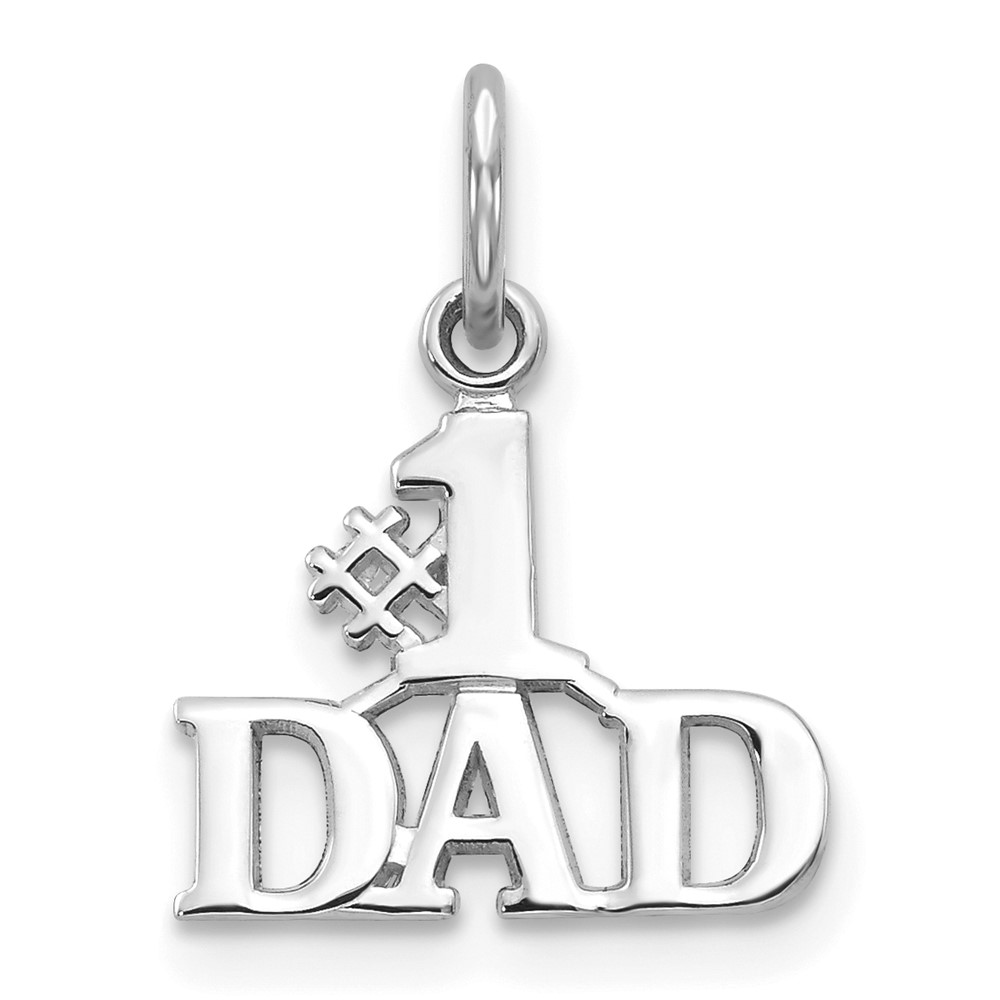 10C449W.jpg 10k White Gold #1 Dad Charm - Image 1