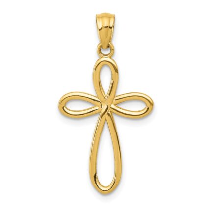 10k Yellow Gold Ribbon Cross Pendant