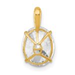 10k Polished 8.00 x 10.00mm White Oval CZ Pendant - Image 3