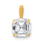 10k Polished 8.00mm Modified Square-cut CZ Pendant