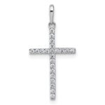 10k White Gold Polished CZ Latin Cross Pendant