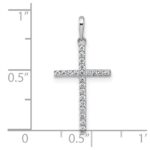 10k White Gold Polished CZ Latin Cross Pendant - Image 4