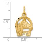 10k Solid Diamond-cut Horsehead in Horseshoe Charm - Image 3