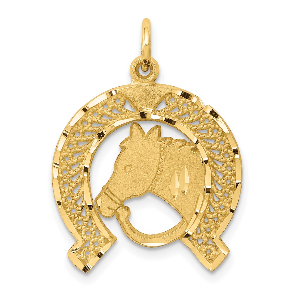 10C575.jpg 10k Solid Flat-Backed Horsehead in Horseshoe Charm - Image 1