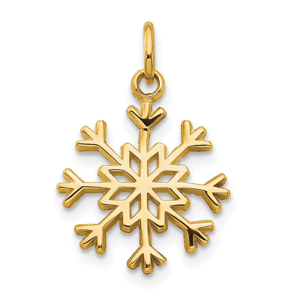 10C732.jpg 10k Solid Polished Snowflake Charm - Image 1