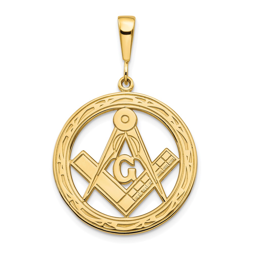 10C750.jpg 10k Polished and Textured Masonic Symbol Pendant - Image 1