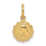10k Solid Satin Polished Our Lady of Sorrows Disc Pendant