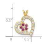 10k CZ Heart & Flower Pendant - Image 3