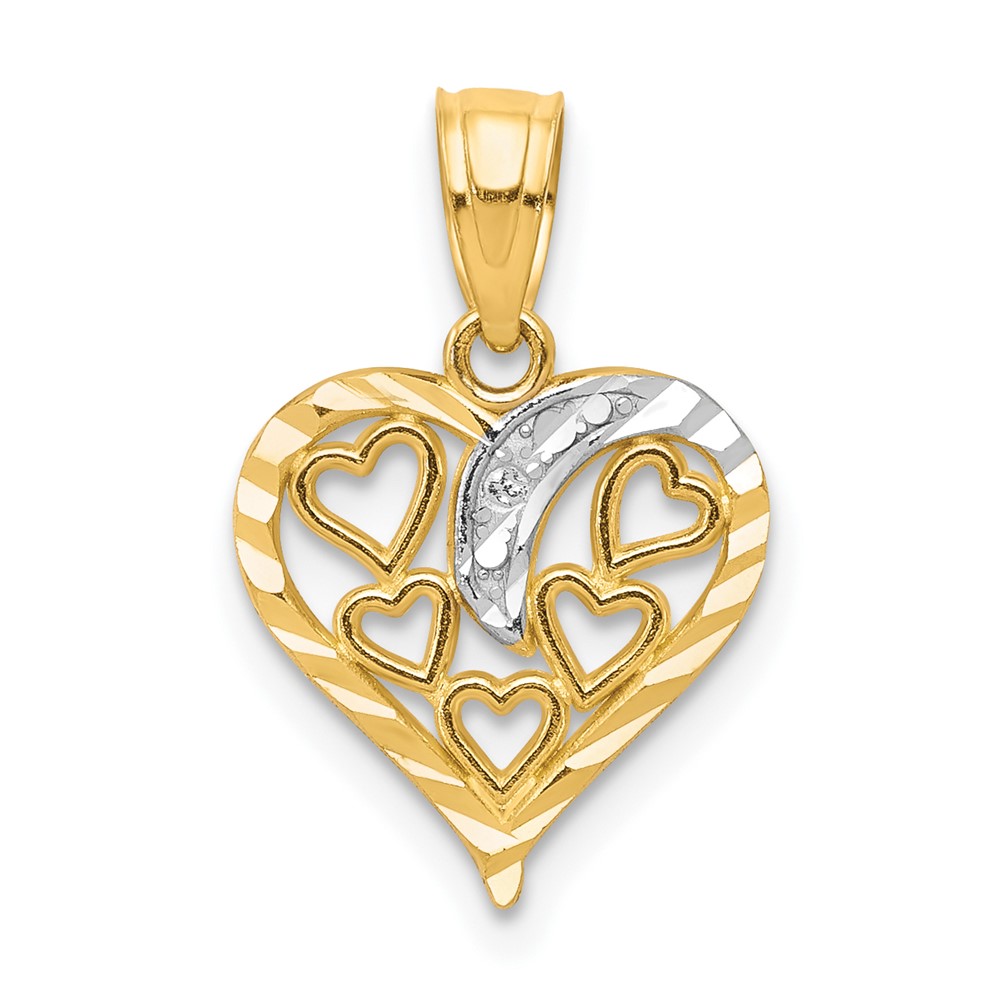 10C929.jpg 10K W/Rhodium Heart Charm - Image 1